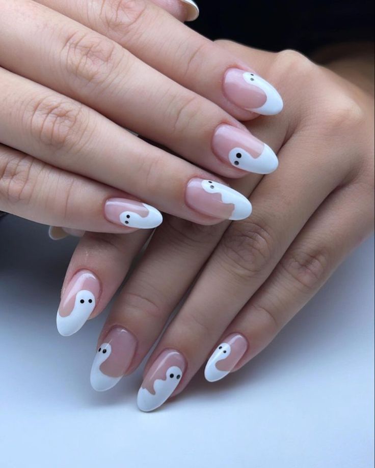 Cartoon Ghosts Halloween Nails